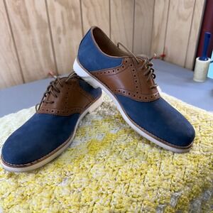Polo Ralph Lauren Lars Saddle Shoes Blue Suede Leather Brown Wingtip Oxford 8D